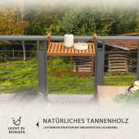Outsunny Balkontisch Klapttisch Gartentisch Outdoor-Klapptisch, wetterbeständig, höhenverstellbar, 68 cm x 65 cm x 55 cm, Teak(m-5)