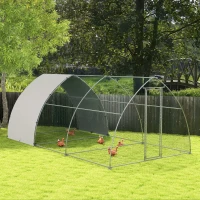 PawHut Gallinero para Exterior 304x560x220 cm Cubierta de Tela Oxford Resistente a los Rayos UV e Impermeable para Patio Plata(m-2)