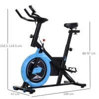 HOMCOM Cyclette da Camera con Trasmissione a Cinghia, Cyclette Professionale con Manubrio e Sellino Regolabili, Volano 6kg, Schermo LCD, Fino a 120kg, Nero e Azzurro(m-3)