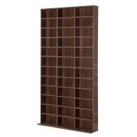 HOMCOM Mobile Porta CD con Ripiani Regolabili, Scaffale Porta 1116CD/528DVD Salvaspazio in MDF, Mobile Libreria con 36 Scomparti, 102x23.5x195 cm, Marrone(m-11)