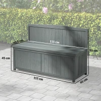Outsunny Wood Storage Bench for Patio Furniture, Outdoor Garden Seating Tools, Grey(m-3)
