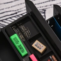 Vinsetto Rollcontainer mit 3 Schubladen mobiler Aktenschrank mit Rollen abschließbar Büroschrank mit Hängeregistratur Stiftfach, Bürocontainer für Büro, Homeoffice, 39 x 48 x 59 cm Schwarz(m-9)