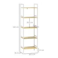 HOMCOM Five-Tier Bamboo Adjustable Shelf Storage Unit(m-3)