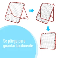 HOMCOM Red de Rebote Reboteador de Metal con Ángulo Ajustable para Entrenamiento de Deportes 96x80x96 cm Rojo(m-4)