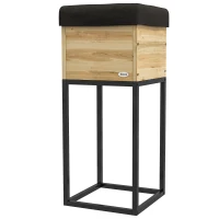 Outsunny Hochbeet Pflanzkasten, Industriedesign, wetterbeständig, Vlieseinlage, 22 x 22 x 54 cm, Natur + Schwarz(m-1)