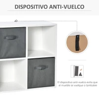 HOMCOM Estantería para Libros de 4 Cubos Librería Modular con 2 Cajones Extraíbles de Tela no Tejida para Oficina Estudio Dormitorio 61,5x30x61,5 cm Blanco y Gris(m-6)