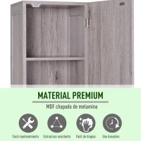 kleankin Columna de Baño Mueble Alto y Estrecho con Estantes Abiertos y 2 Armarios 30x32x172,5 cm Madera Grisácea(m-6)