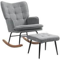 HOMCOM Linen-Look Rocking Chair and Ottoman Set - Grey(m-11)