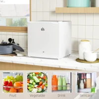 HOMCOM 46 Litre Lockable Countertop Fridge - Cream White(m-7)