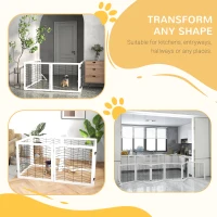 PawHut 6 Panels Pet Gate, Wooden Foldable Dog Barrier w/ Two Support Feet, for Small, Medium Dogs - White(m-6)