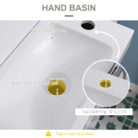 kleankin Bathroom Vanity Unit with Basin, Wall Mounted Bathroom Wash Stand with Sink, Tap Hole and Storage Cabinet, White(m-7)