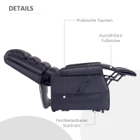 HOMCOM Massagesessel mit Aufstehhilfe, Relaxsessel mit Aufstehhilfe, inkl. Fernbedienung, Schwarz(m-7)