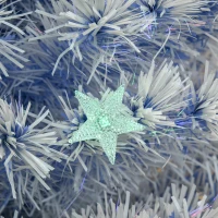 HOMCOM 5FT Artificial Fibre Optic Christmas Tree Seasonal Decoration w/ LED Lights Pre-Lit Easy Store White Blue(m-8)