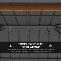 Outsunny Tonnelle de jardin avec toit rigide en métal galvanisé, structure en aluminium, rideaux et moustiquaires, 3x4 m(m-7)