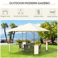 Outsunny 3 x 3 Meters Patio Garden Metal Gazebo Marquee Steel Frame with Canopy Awning Tent Water Resistant Cream(m-4)