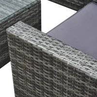 Outsunny Set da Giardino 4 Pezzi in Rattan PE e Acciaio, con Divano, 2 Poltrone e Tavolino da Caffè, Grigio(m-8)