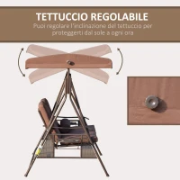 Outsunny Dondolo da Giardino 2 Posti con Tettuccio Regolabile e Porta Bicchieri, 157x118x180 cm, Marrone(m-7)