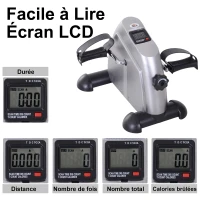 HOMCOM Mini vélo d'appartement pour jambes bras appareil de fitness avec écran LCD dim. 39L x 40l x 31H cm argenté(m-6)