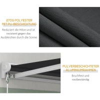 Outsunny Markise, elektrisch/manuell ausfahrbar, Halbkassette, Fernbedienung, Aluminiumrahmen, 2,5 x 2 m, Grau(m-7)