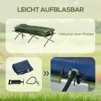 Outsunny Campingbett Feldbett, 5-teiliges-Set, inkl. Transporttasche, 193 x 86 x 43/63 cm, Grün(m-6)