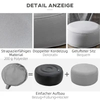 Outsunny Hocker, Ottomane, aufblasbar, waschbarer Bezug, bis 150 kg belastbar, dunkelgrau, 53 x 53 x 23 cm(m-6)