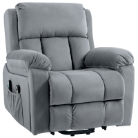 HOMCOM Fauteuil releveur électrique avec fonction massage et chaleur inclinaison réglable revêtement synthétique tissu gris