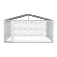 PawHut Kennel per Cani in Metallo con Copertura in Tessuto e Porta con Blocco, Recinto per Animali 400x400x232cm Argento(m-4)