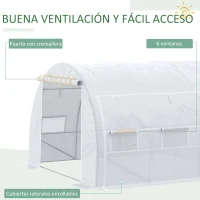 Outsunny Invernadero de Exterior 3x3x2 m Invernadero de Túnel con Puerta y 6 Ventanas de Malla Enrollables Invernadero de Huerto para Patio Jardín Blanco(m-5)