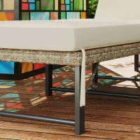 Outsunny Single Folding Rattan Sun Lounger, with Cushion - Grey(m-9)