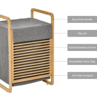 HOMCOM Laundry Hamper Basket with Removable Fabric Liner for Bathroom Utility Room Bedroom(m-5)