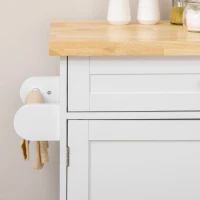 HOMCOM Carrello da Cucina con Cassetto, Portaspezie, Armadietto e 4 Ruote, 109x40x89cm, Bianco(m-9)