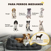PawHut Cama para Mascotas con 2 Almohadas Colchón para Perros Antideslizante con Funda Extraíble y Lavable 110x70x35 cm Gris(m-4)