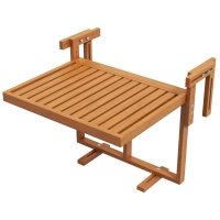 Outsunny Balkontisch Klapttisch Gartentisch Outdoor-Klapptisch, wetterbeständig, höhenverstellbar, 68 cm x 65 cm x 55 cm, Teak