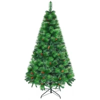 HOMCOM Alberello di Natale Decorato e Ignifugo per Interni con 782 Rami e Base in Metallo, Φ116x180 cm, Verde(m-10)