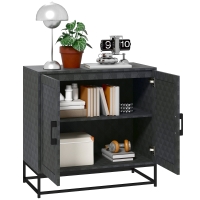 HOMCOM Modern Sideboard, Freestanding Sideboard Storage Cabinet with Adjustable Shelf and 2 Doors for Living Room, Black