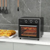 HOMCOM 20L 90-230℃ Mini Convection Oven, with Air Fry Function - Black(m-10)