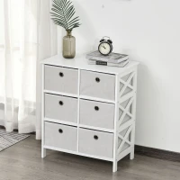 HOMCOM Portable Non-woven Fabrics Chest of Drawers Organize Cabinet Storage Cabinet w/ 6 Drawer, White(m-2)