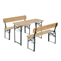 Conjunto de Mesa y Bancos con Respaldo para Picninc Plegables para Jardín o Camping Mesa de  118x46x75cm Color Madera y Negro(m-1)
