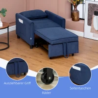 HOMCOM Schlafsessel, verstellbar, 3 Positionen, Cordbezug, bis 120 kg, Blau(m-7)