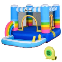 Outsunny Castillo Hinchable con Cama de Salto y Piscina para Niños de +3 Años Incluye Inflador y Bolsa de Transporte para Interior Exterior 280x170x155 cm Multicolor(m-1)