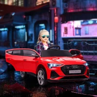 HOMCOM Voiture électrique enfants sous Licence Audi e-tron Sportback, véhicule électrique 12V Max. 5 Km/h avec télécommande 2,4G, phares LED, musique, klaxon, port USB, MP3, rouge(m-2)