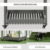 Outsunny Servierwagen mit Handtuchhaltern, 1 untere Ablage, 4 Rollen, 87 cm x 50 cm x 80 cm, Dunkelgrau(m-5)