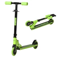 HOMCOM Patinete para Niños de +3 Años Plegable Scooter de 2 Ruedas con Manillar Altura Ajustable Freno Posterior y Pedal Antideslizante Carga 50 kg 67,7x34x79,5-89,5 cm Verde(m-1)