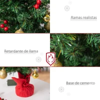 HOMCOM Mini Árbol de Navidad 60cm Artificial Árbol de Pino Decoración Navideña con Soporte Metálico 73 Ramas Verde PVC(m-5)