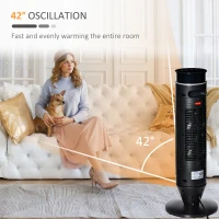 HOMCOM 21 Inch Space Heater, 1000W/2000W Ceramic Electric Heater and Fan, Overheating & Tip-Over Protection, 8H Timer, 42° Oscillation, Portable Heater for Home(m-7)