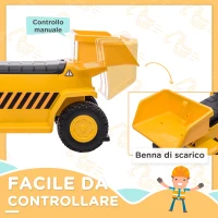 HOMCOM Camion Giocattolo Elettrico con Benna di Scarico, Fari e Suoni, per Bambini 18-36 Mesi, 74.5x36x43.5 cm(m-5)