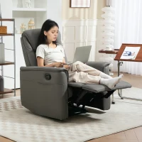 HOMCOM Recliner Armchair with Thick Padded Spring Cushion, Microfibre Manual Reclining Chair with Adjustable Leg Rest, Side Pockets for Living Room, Bedroom, Light Grey(m-2)