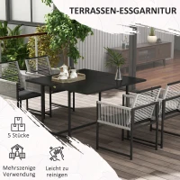 Outsunny 5-teiliges Gartenmöbel-Set Gartensitzgruppe Outdoor-Essgruppe, wetterbeständig, 1 Tisch, 4 Stühle, Hellgrau + Schwarz(m-6)