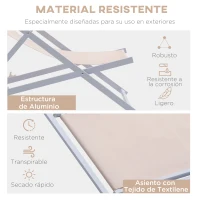 Outsunny Conjunto de 2 Tumbonas Plegables con Respaldo Regulable y Reposacabezas Acolchado 58x96,5x91,5 cm Beige(m-6)