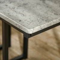 HOMCOM Essgarnitur, 4-teilig, Tisch, 2 Hocker und Bank, kompakt, Metallrahmen, Grau(m-8)